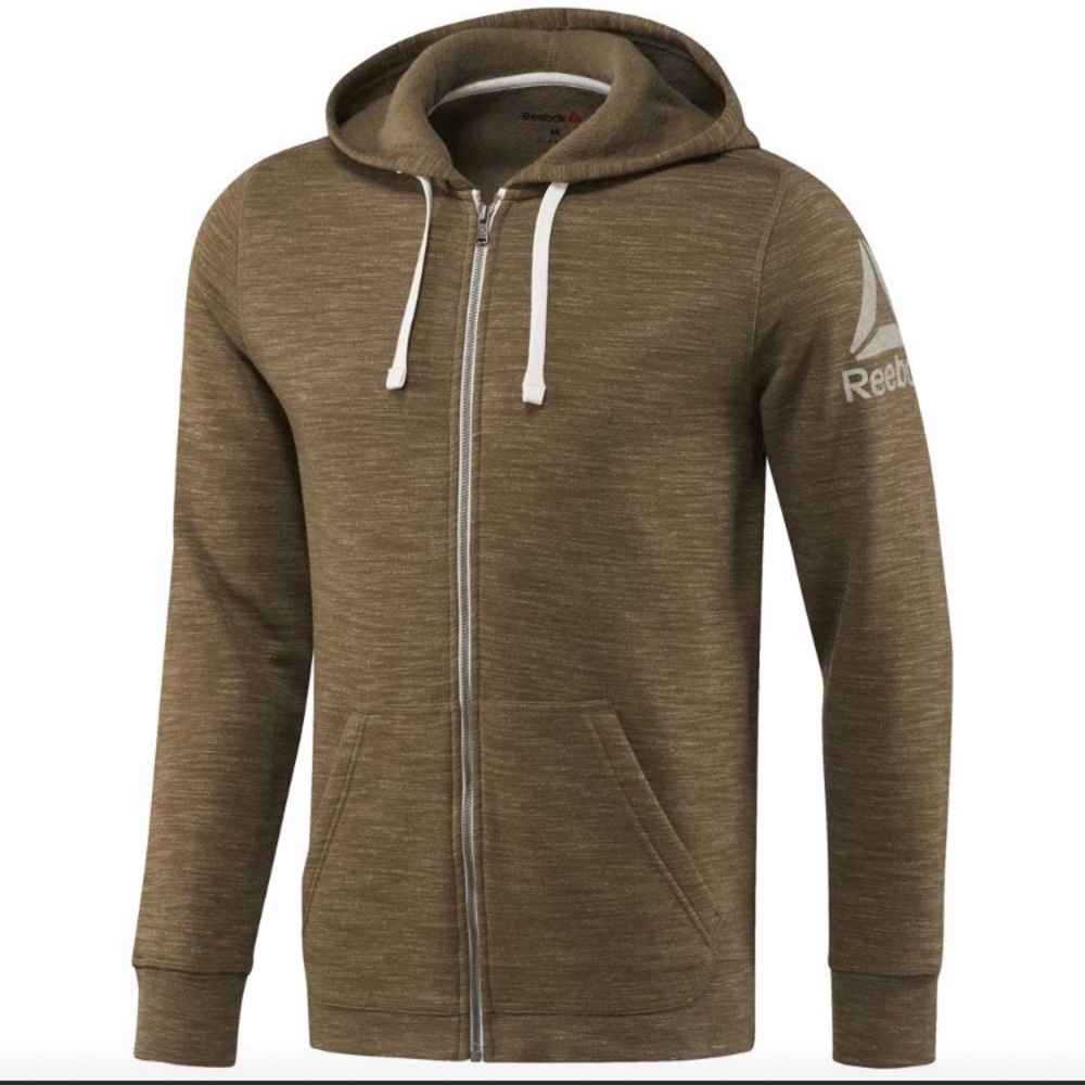 Reebok Elements Marble Fleece Full Zip Hooded Sweatshirt Men’s Size S